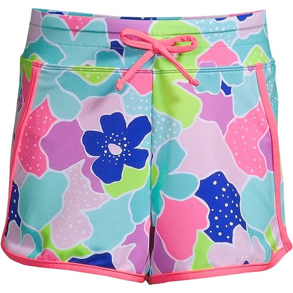 LAST ONE- Lands' End Girls Slim Quick Dry Elastic Waist Swim Shorts - Picture 1 of 4